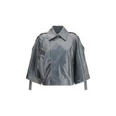 Max Mara Green Calf Leather Bos Taurus Coat